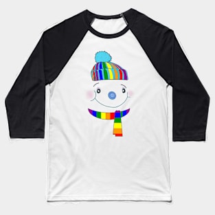 Cute Women's LGBTQ Winter Snowwoman Snowman Face Gay Pride Toboggan Scarf Baseball T-Shirt